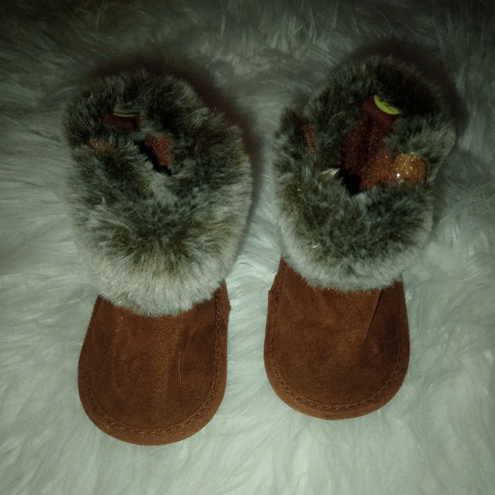 Fitst Steps Cozy Brown Fur-Lined Baby Boots